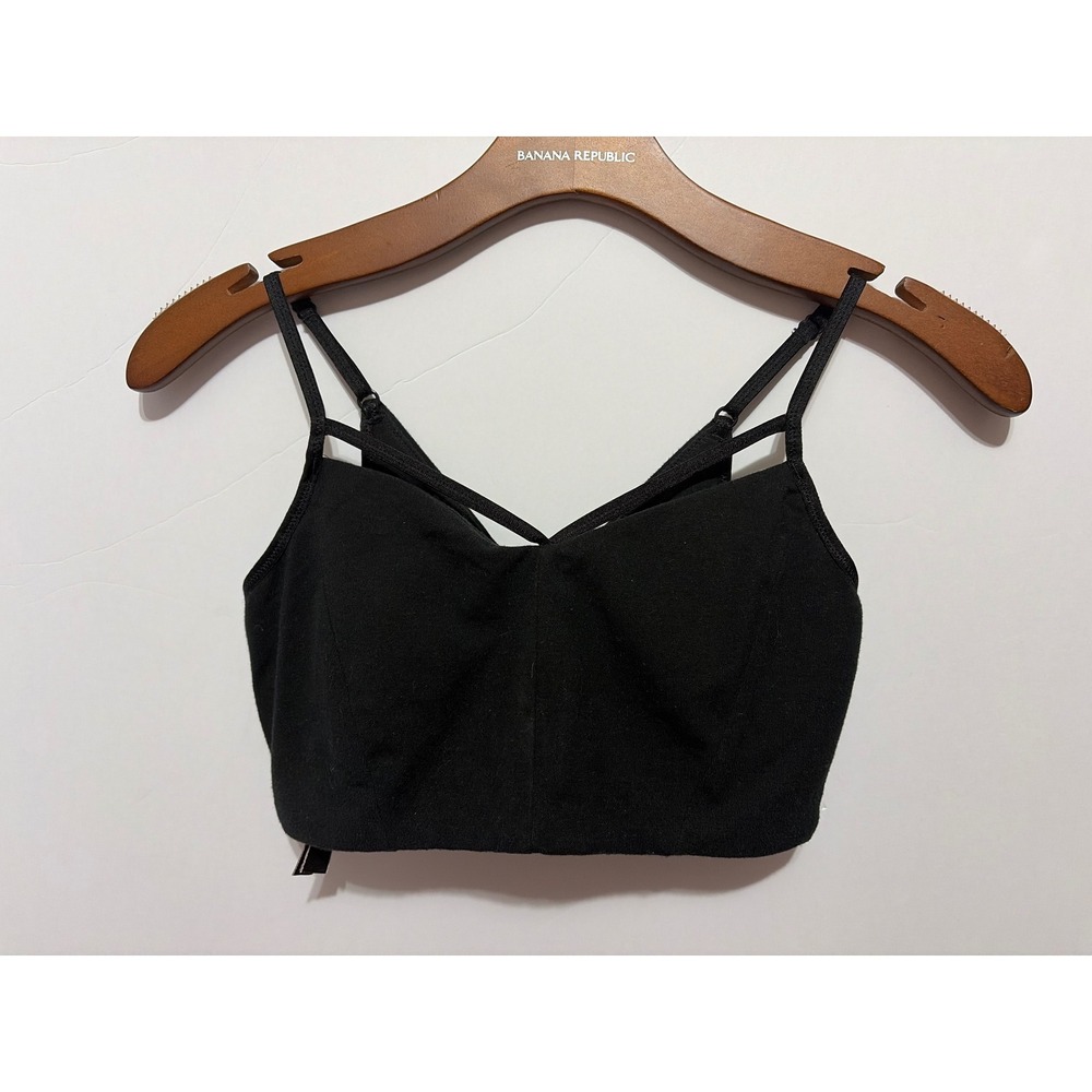 Victoria's Secret Black Strappy Cage Bralette Wireless Small 404390-KM2 Sporty